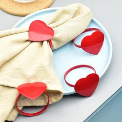 2pcs Valentine's Day Love Napkin Circle Dining table Heart shaped tissue Buckle Wine Bouquet ring Party Decoration Ornament
