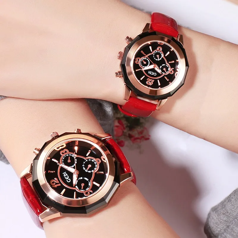 Watches for Women British Style Waterproof Leather Strap Fashion Clock Creative Dial Luxury Sports Couple Relojes Para Mujer