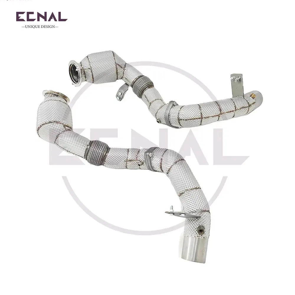 Ecnal Exhaust Downpipe for BMW G14 G15 G16 M850i V8 4.4T Auto Sports Exhaust Pipe with Heat Shield Car Accessories