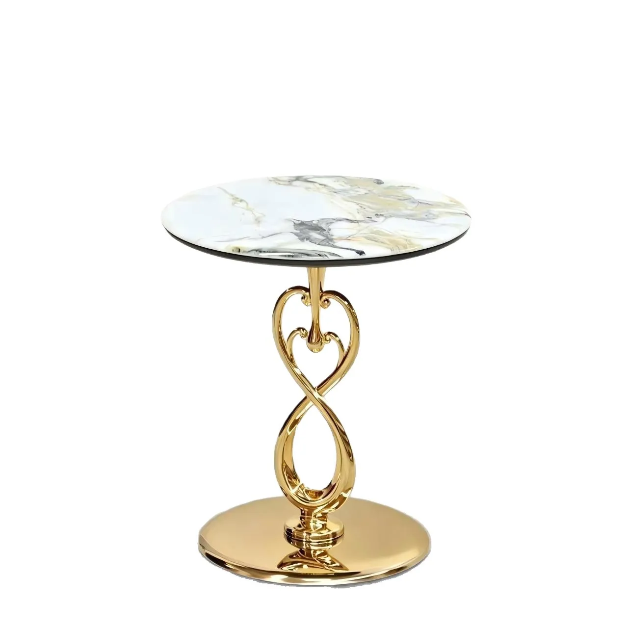 Modern Luxury Microcrystalline Stone Round End Table for Sofa Side, Balcony & Bedside
