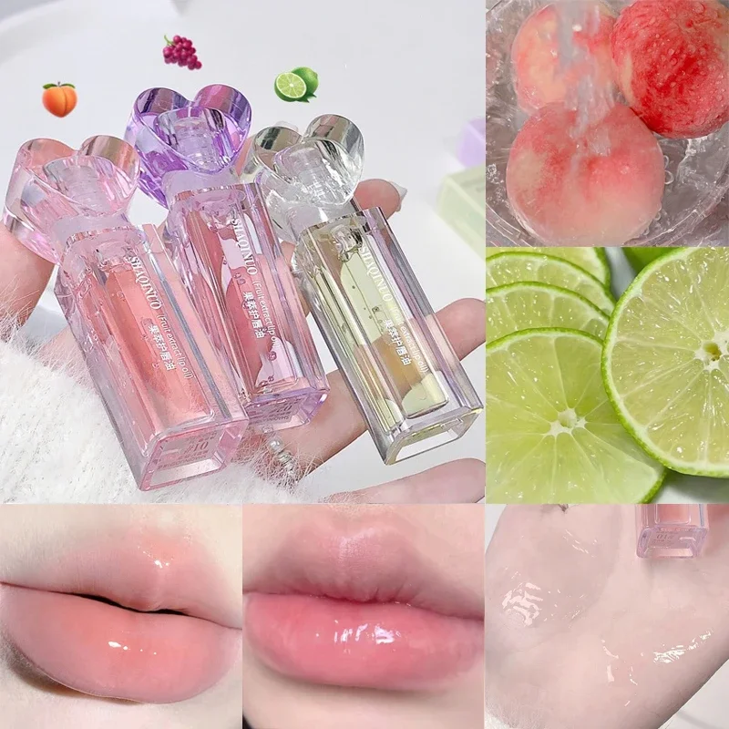 Frucht-Lippenöl, klarer transparenter Lippenbalsam, Feuchtigkeitscreme, feuchtigkeitsspendend, nahrhaft, langlebig, Lipgloss, koreanische kosmetische Lipgloss-Basis