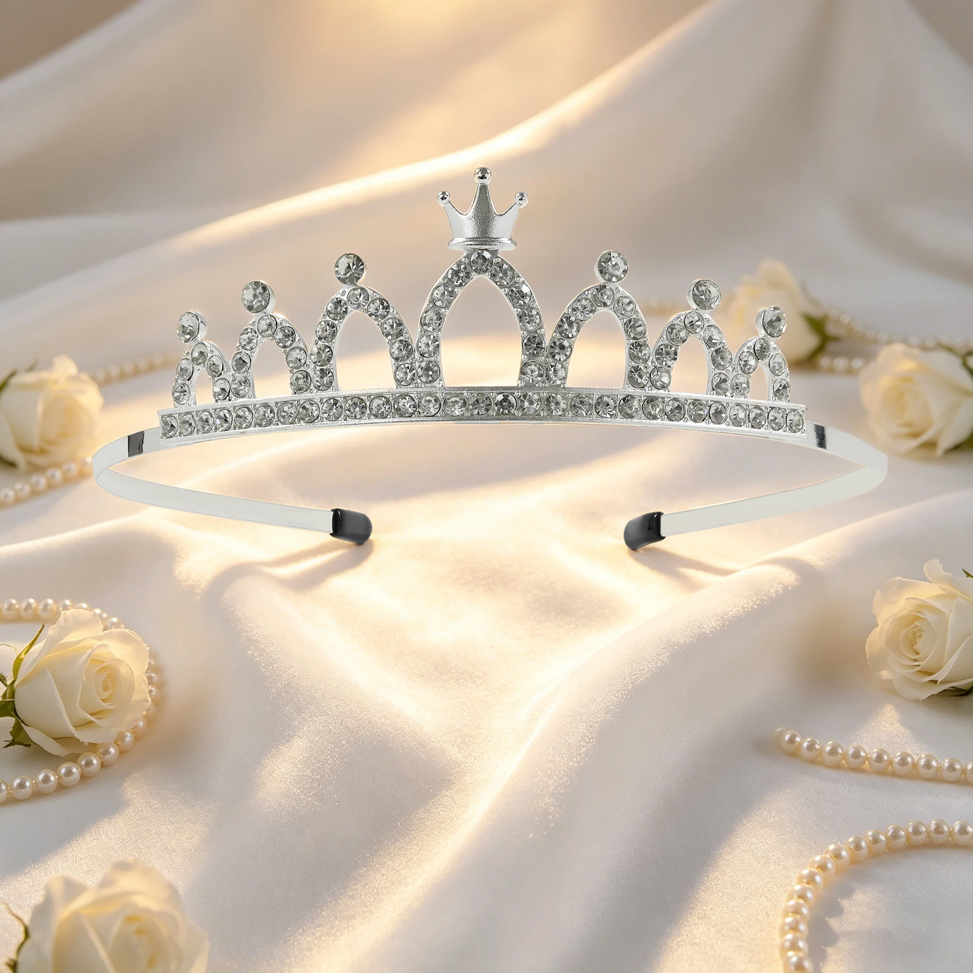 2026 New Cross-border Minimalist Crown Alloy Rhinestone Hair Accessories for Party Banquet Daily Wear view 4