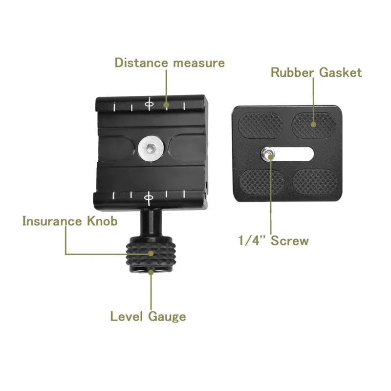 50mm Arca Swiss Quick Release Plate Aluminum QR Clamp Adapter Set with 3/8\