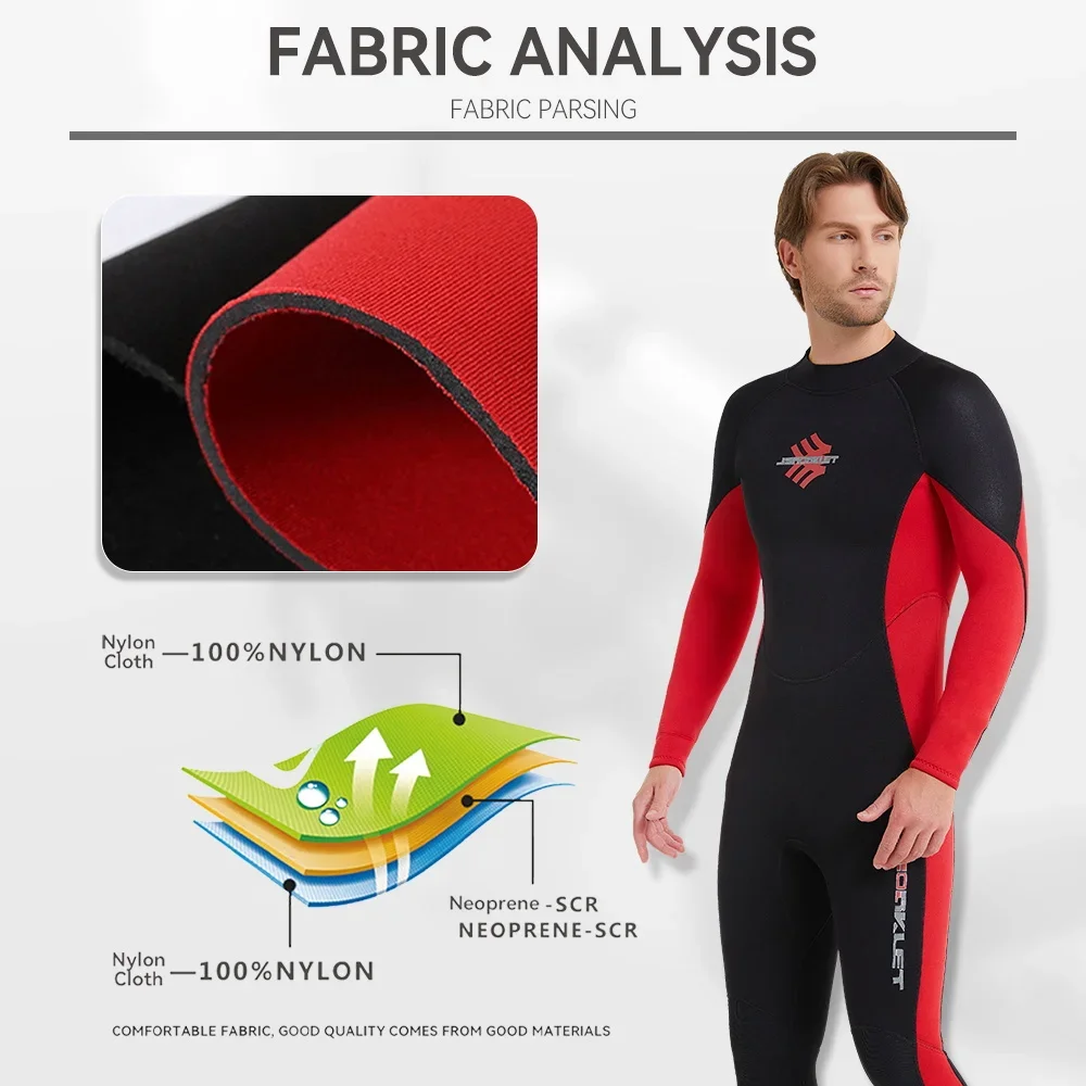 Men's 3mm Neoprene Snorkeling Suit Warm Anti-Jellyfish Cold-Proof One-Piece Back Zipper Wetsuit For Swimming Drifting Surfing