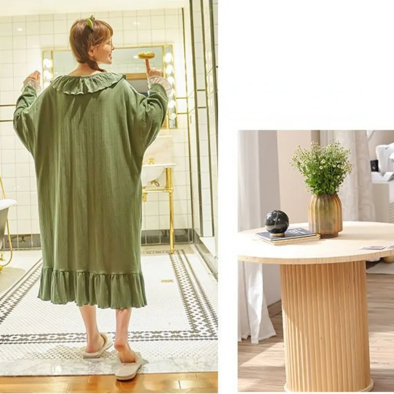 Pajama Dress Women's 2024 New Spring and Autumn Princess Style Pure Cotton Long sleeved Pajama Dress Pajama Home Clothing