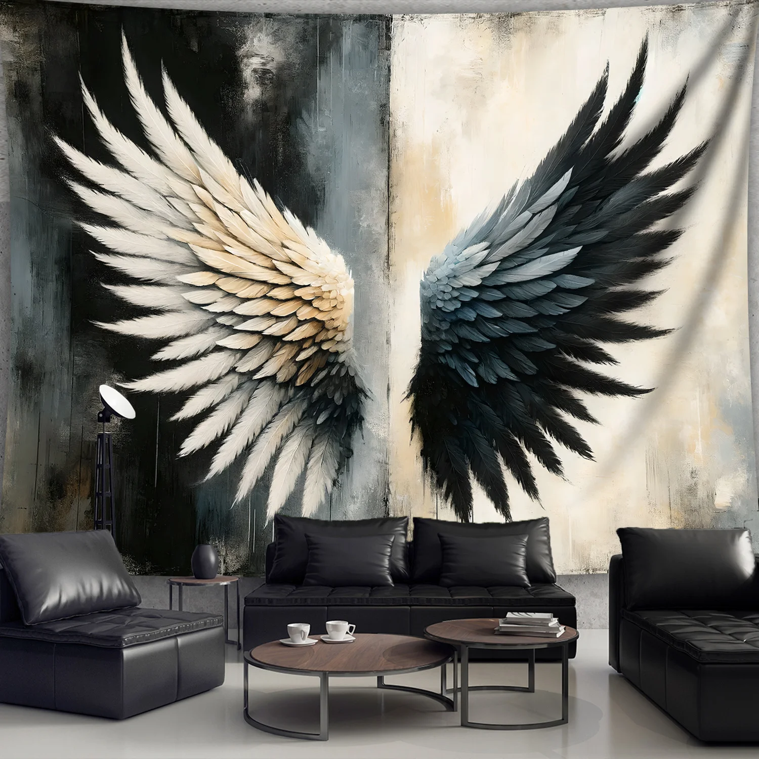 VIKAMA Vintage Art Dual-Tone Angel Wings Tapestry Bedroom, Living Room, Studio Backdrop Home Decor Wall Hanging