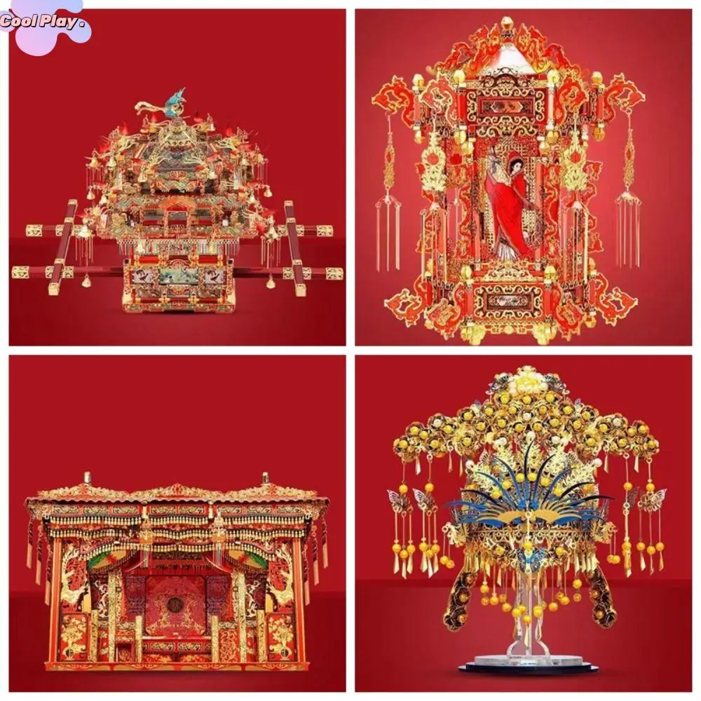 

Phoenix Crown Ten Mile Red Makeup DIY Sedan Wedding Bed 3D Metal Puzzle Model Kits Bird Crown Bridal Building Kits Toys