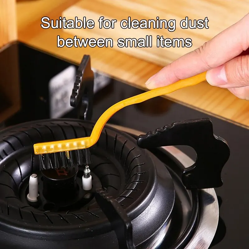 3PCS Nylon Steel Copper Wire Combination Gas Stove Cleaning Brush Dead Angle Gap Stove Long Handle Brush To Remove Oil