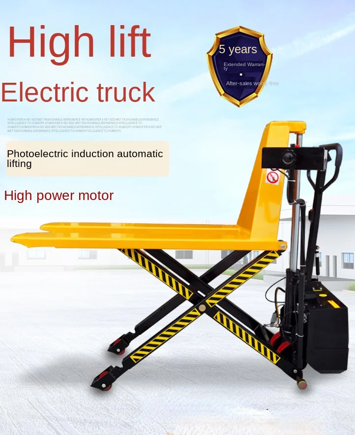 

1.5 tons manual high lift truck raised scissor forklift 0.8m high lift hydraulic lift forklift