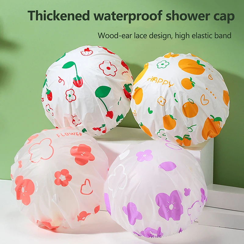 Reusable Shower Cap With Elastic Band Waterproof Thicken Bathing Hat For Women Perfect For Hair Salon And Home Use