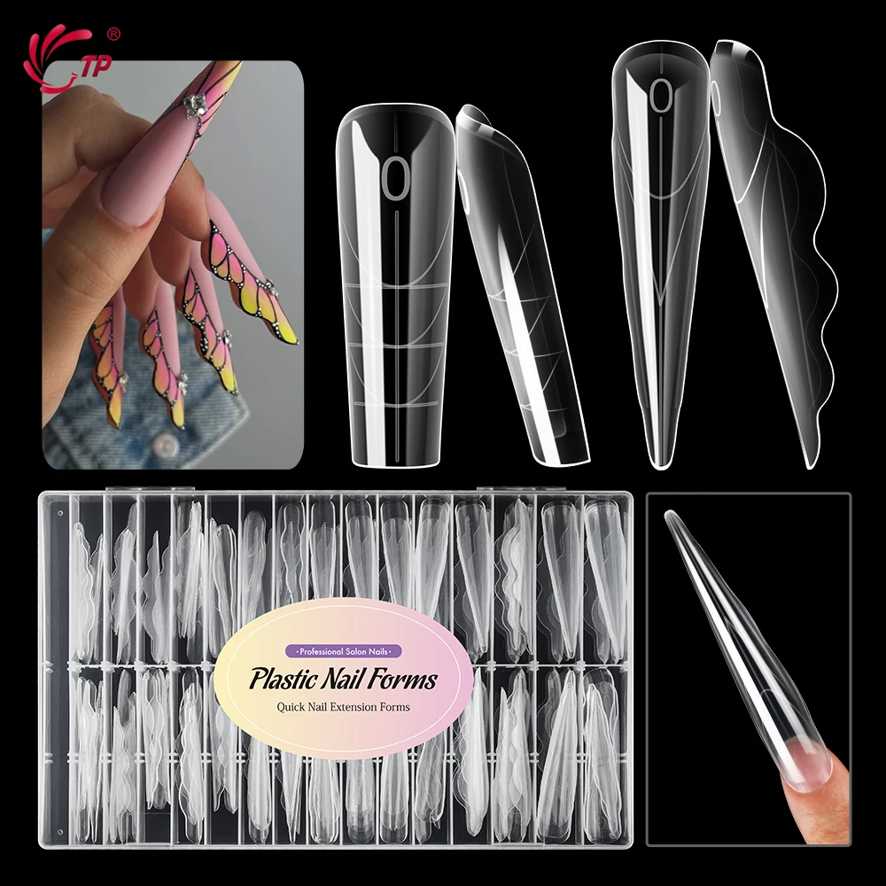TP New 150pcs/box Nail Dual Forms Butterfly Acrylic Poly Nail Gel Mold Full Cover Nail Extension System Top Forms Manicure Tools