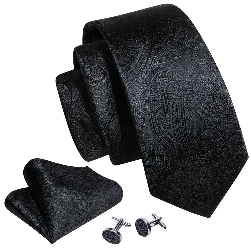 Luxury Paisley Men\'s Ties For Men Suit Business Wedding Necktie Hanky Cufflinks Set Quality Jacquard Woven Gravatas