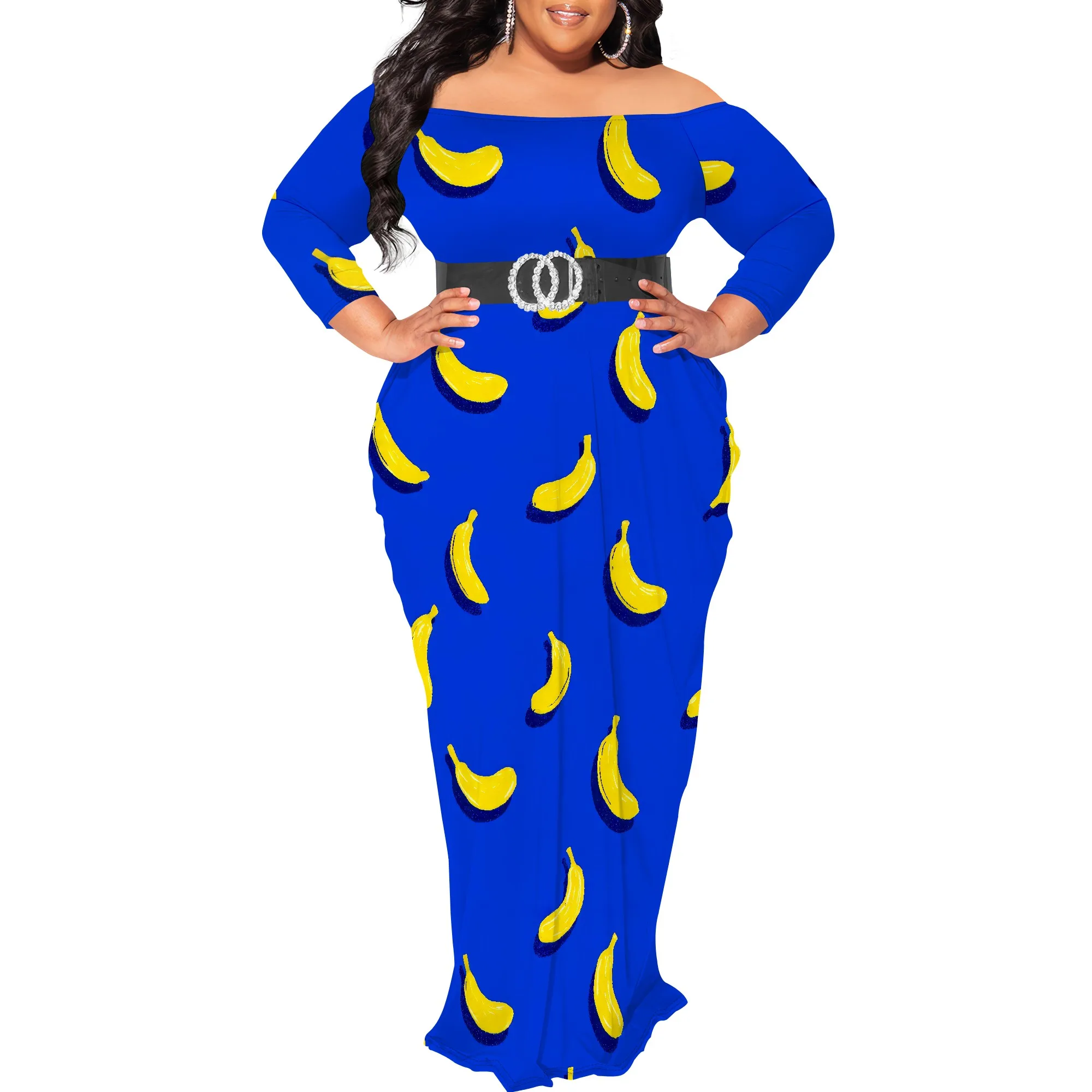 

Plus Size Dresses for Curvy Women Sexy Off Shoulder Fall Dress Solid Club Party Cocktail Fishtail Maxi Dress