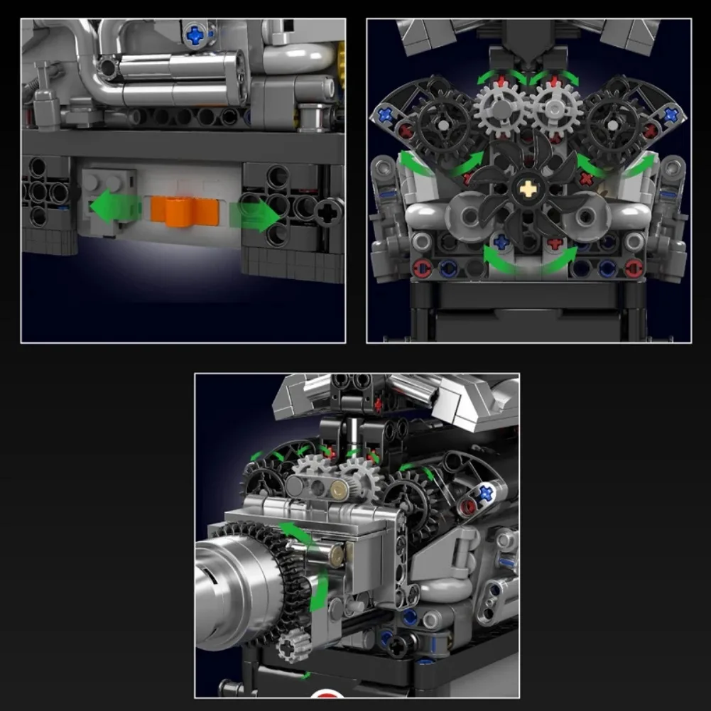 Mould King 10205 coche técnico RR coche Vintage V12 motor motor modelo de simulación motorizado accionamiento eléctrico Juguetes de bloques de construcción regalo