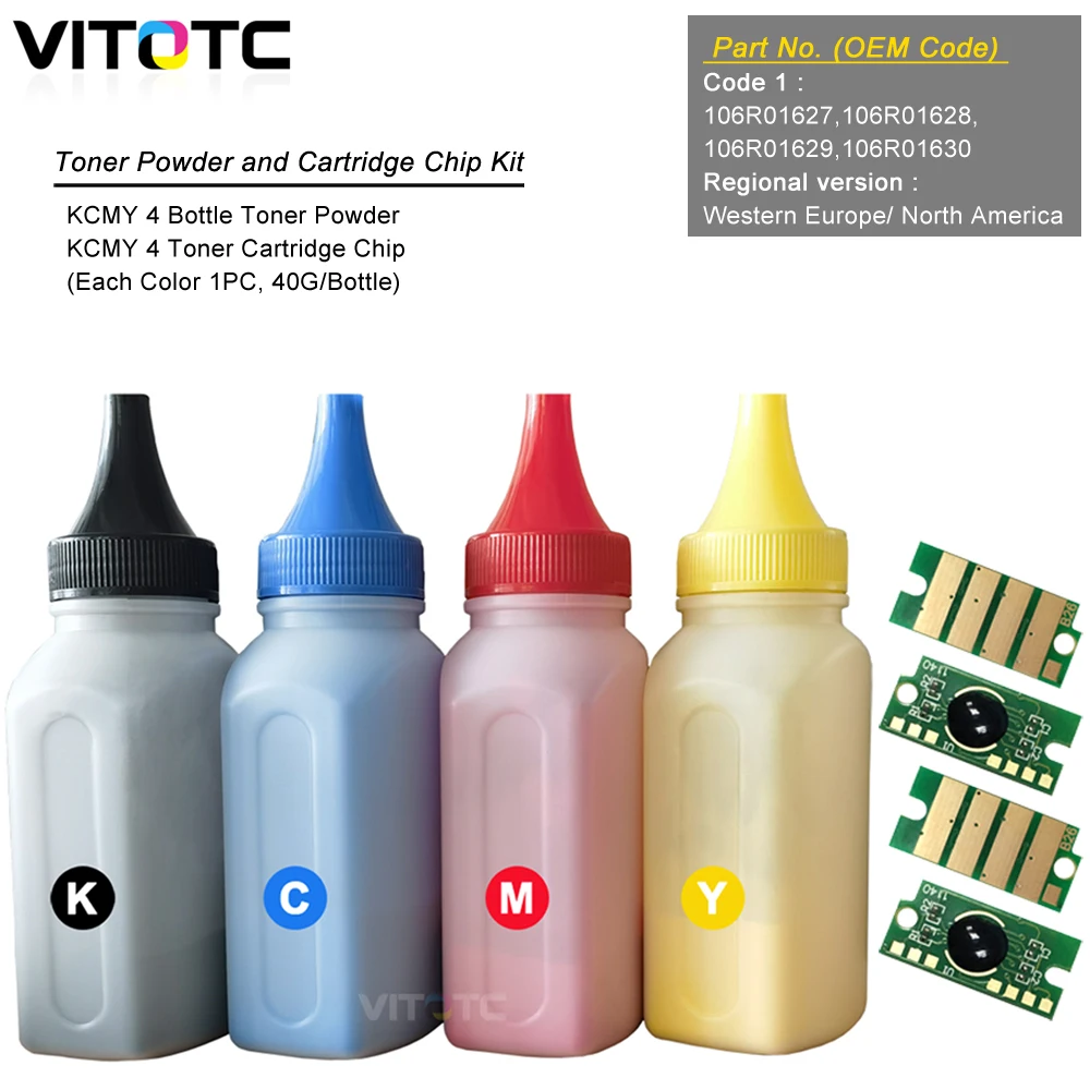 Image 6: Kit de 4 cartouches de toner japonais 4 couleurs avec puce pour imprimante laser Xerox Phaser 6020 6022 Workcentre 6025 6027