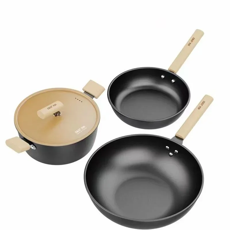 

Frying pan,Household use, Non-stick Pan,Soup pan, and frying pan 3-piece set ，Multi-functional Household Cookware, Universal Pot