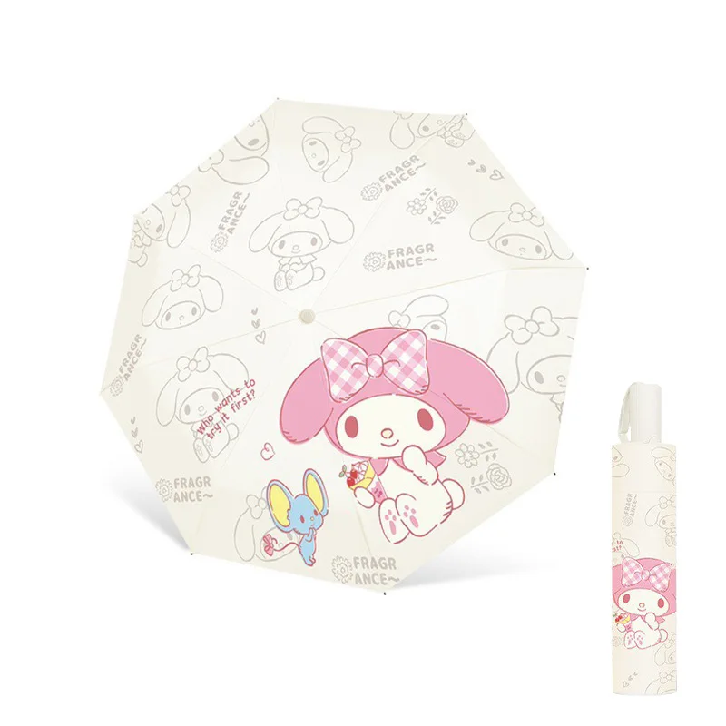 

Kawaii Anime Kuromi Automatic Sunblock Umbrella Sanrioed Hello Kitty Y2K My Melody Portable Vinyl Umbrella Girl Heart Kid Gift