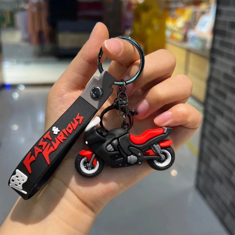Motorcycle Keychain Silicone Keychain for Men Key Chain Bag Pendant Cool Car Keys Keyring Bike Key Ring Bag Pendant Gift
