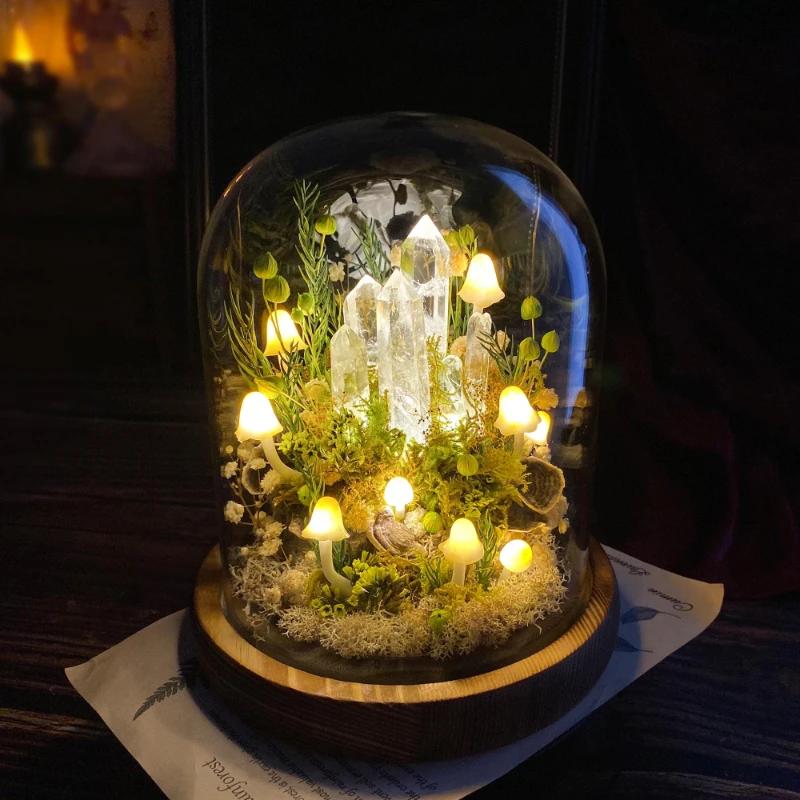 Resin Art On Wood - Enchanted Forest Mushroom Night Light Glass