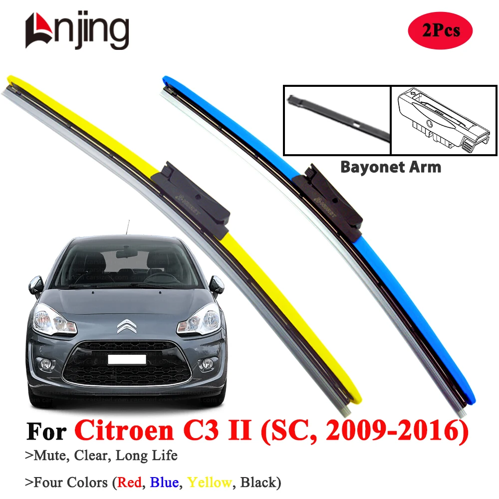 

LNJING Colorful Car Windshield Wiper Blades For Citroen C3 SC 2009-2016