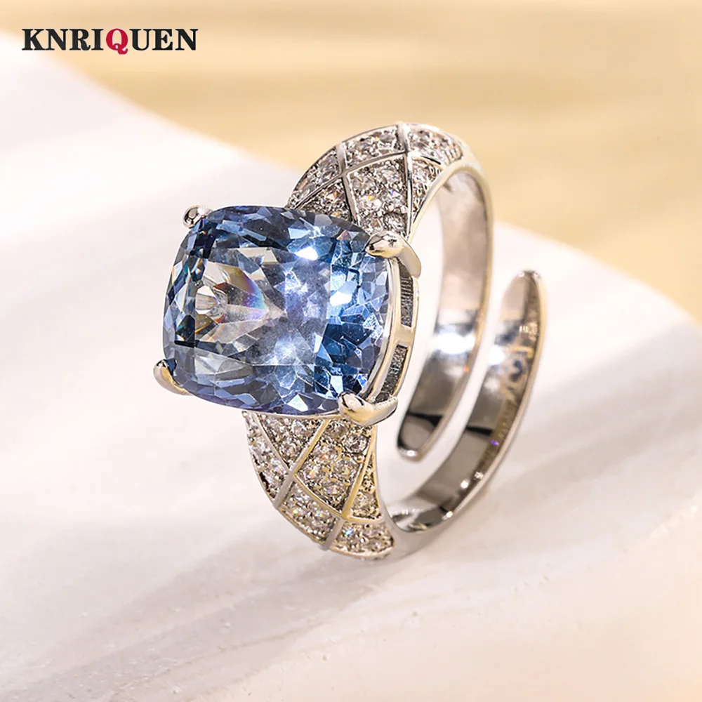 Charms 10*12MM Ruby Pink Quartz Tourmaline Aquamarine Rings for Women Party Fine Jewelry  Accessories Statement Anniversary Gift