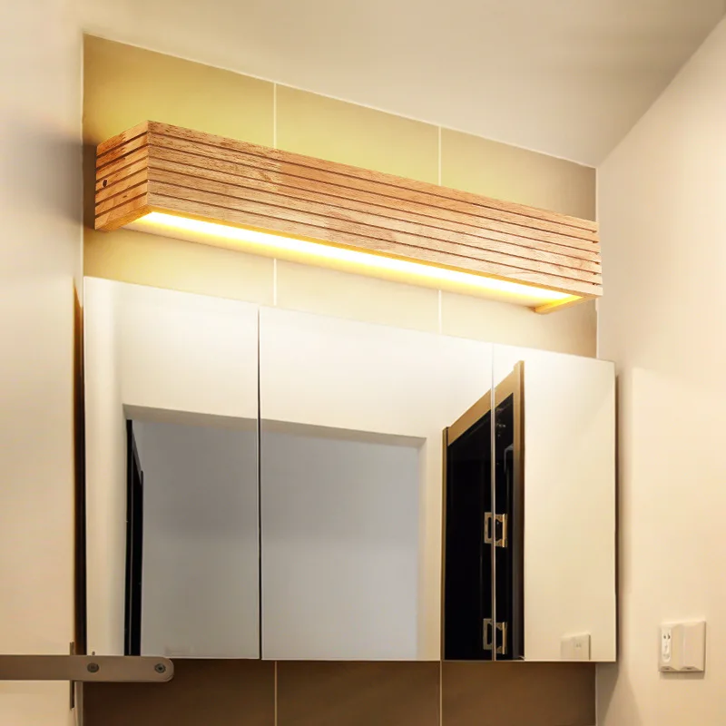 Modern Nordic Rectangle Wood Wall Lamp LED Nature Material Bedroom Decoration Sconce Light Living Room BackGround Simple Lustres