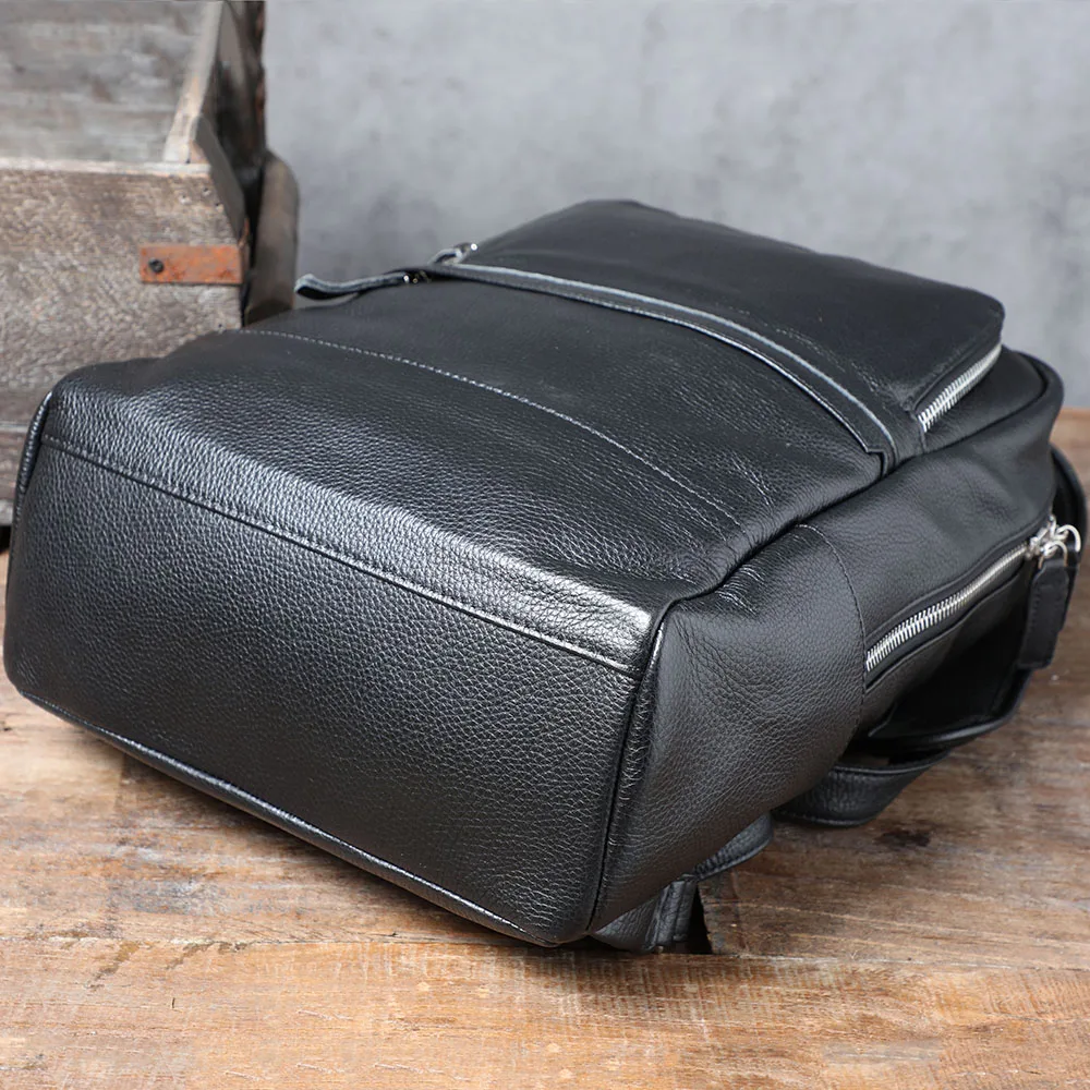 S.WORKER Lässiger Rucksack aus echtem Leder für Herren, 15-Zoll-Laptop-Rucksack aus Rindsleder, handgefertigt, modischer Preppy-Stil, Schultasche – Detail 11