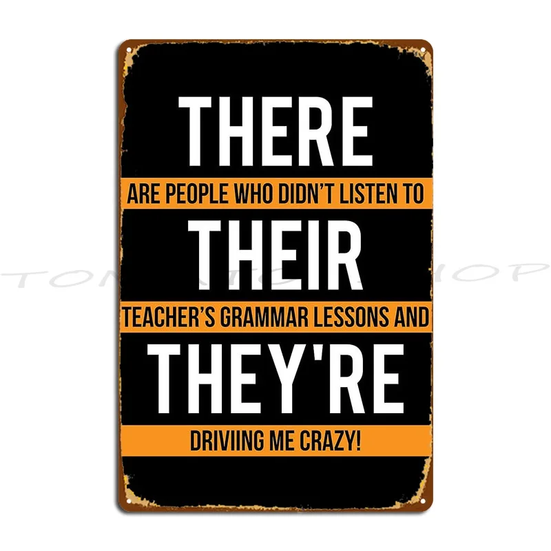 Funny Teacher Grammar Lesson Metal Plaque Kitchen Wall Custom Rusty Kitchen Print Tin Sign Poster
