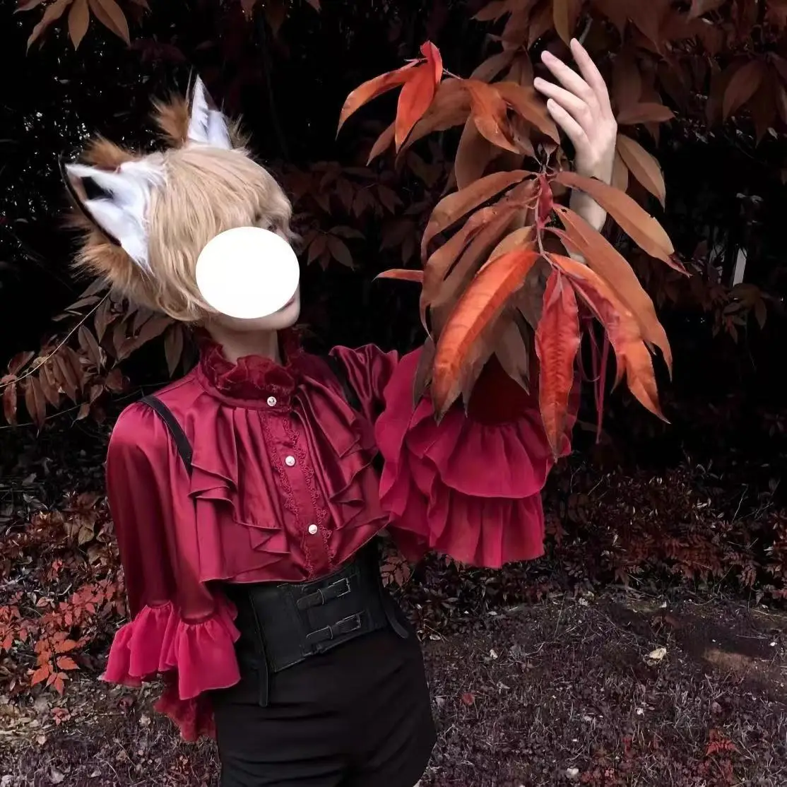 Drak Black Lolita Shirt Four Seasons Loose Fit Bat Sleeves Tops Halloween Event Cosplay Outfits Comics Exhibition Base Wear COS