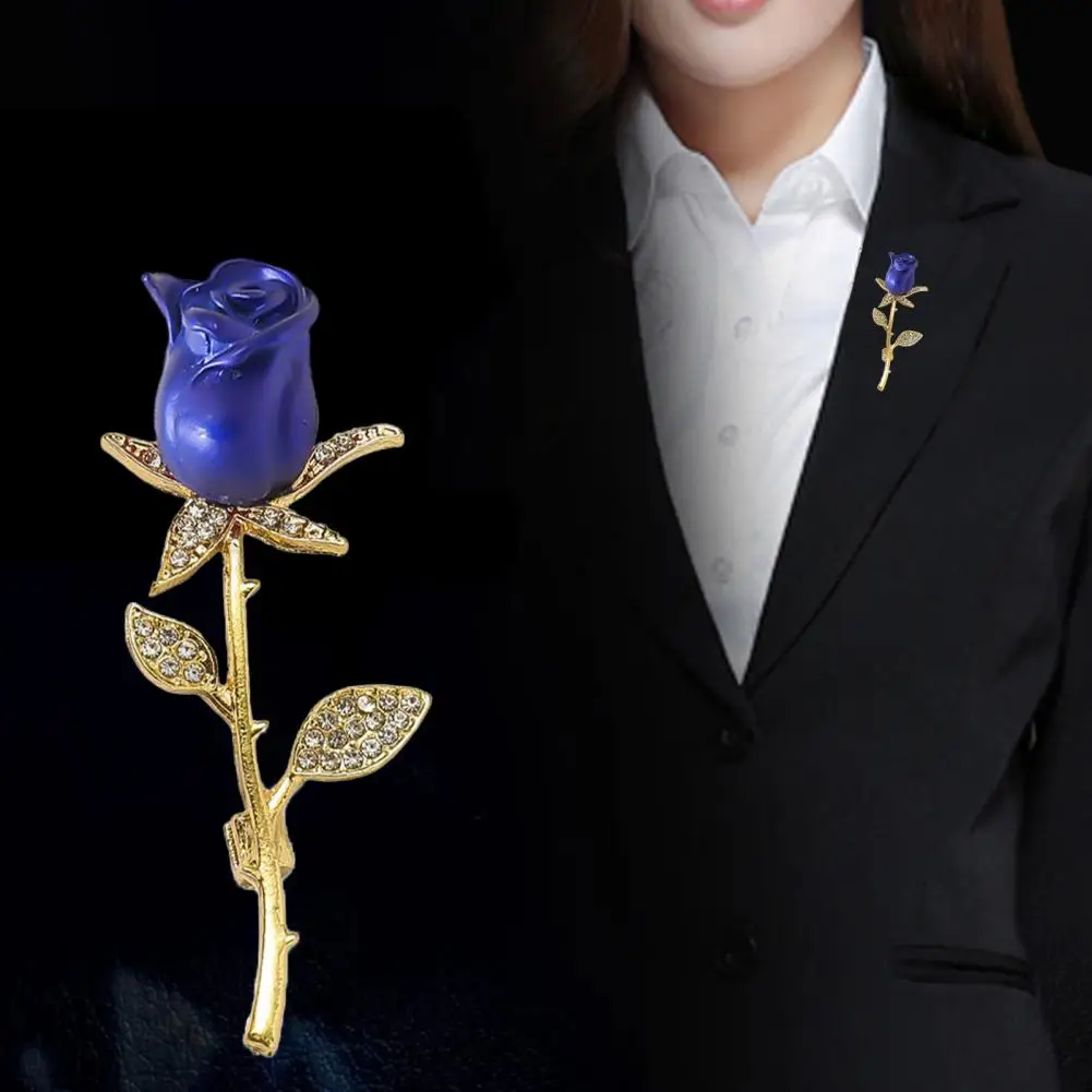 

Women Brooch Dripping Oil Rose Shape Rhinestone Decor Retro Style Collar Pin Anti-Oxidation Anti-Rust Party Clothes Pin