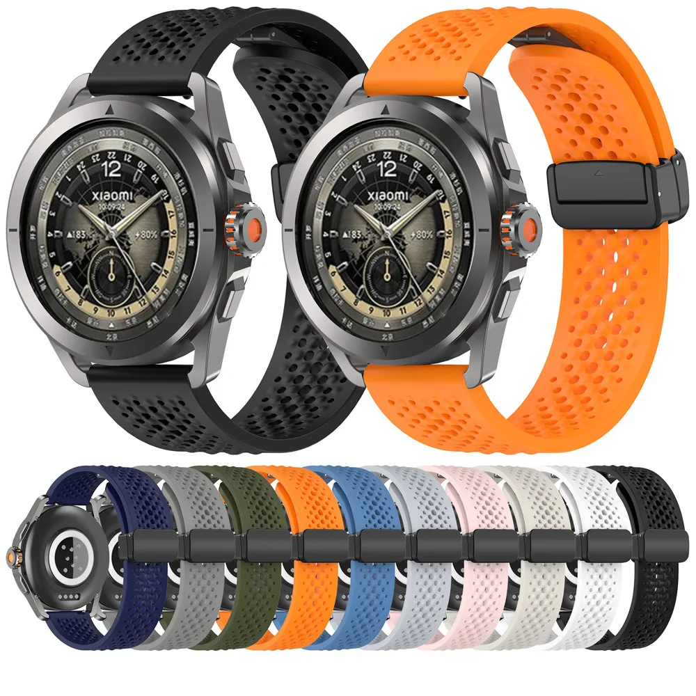 22mm pulseira de silicone para huawei relógio 3 4 4pro banda estilo caverna esportes magnético respirável dobrável fivela pulseira para huawei wat