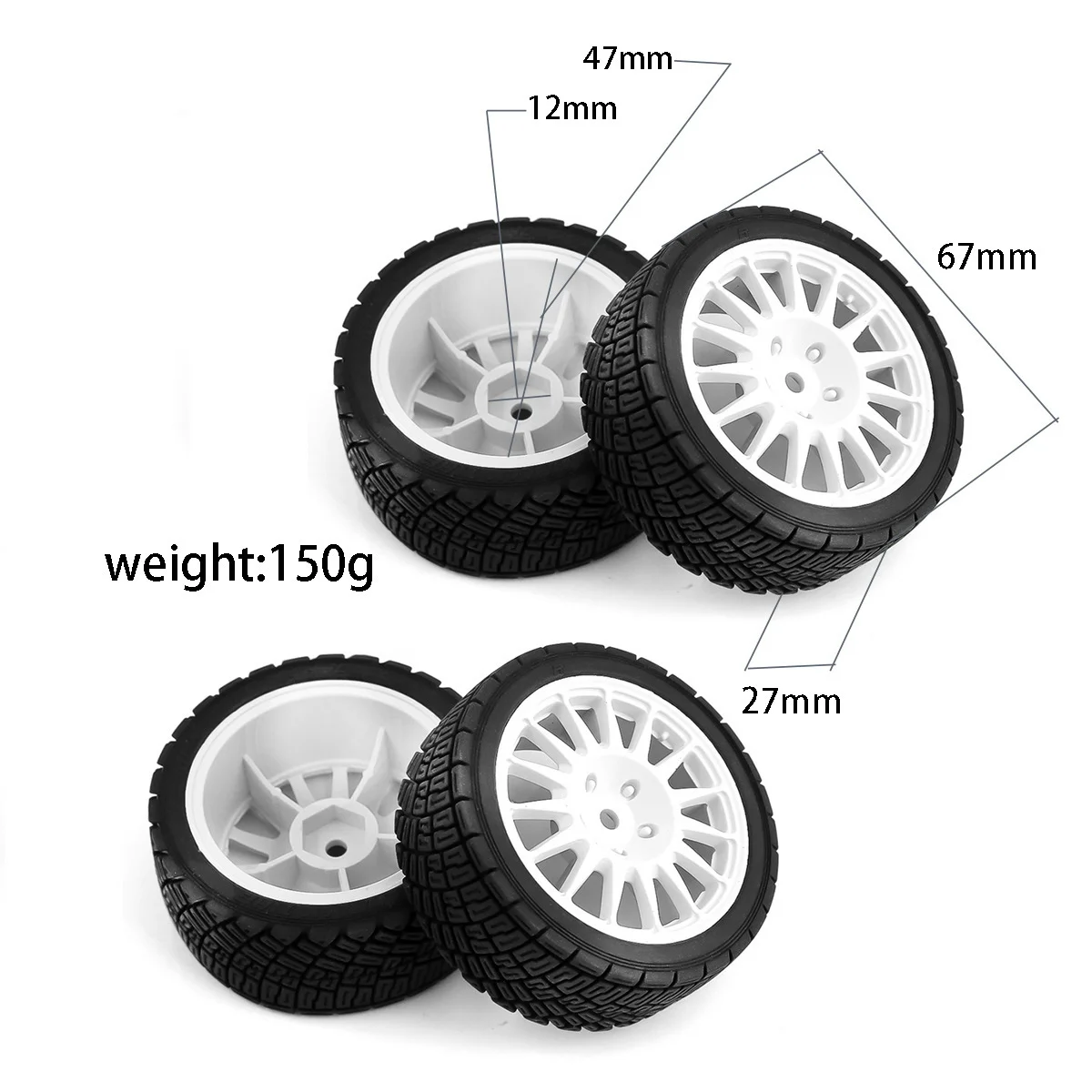 TBSCRC  67mm Flat Running to Tensile tire  Wear-Resistant Tire for 1/10 Any Horizontal Running Drift Vehicle Pull Vehicle