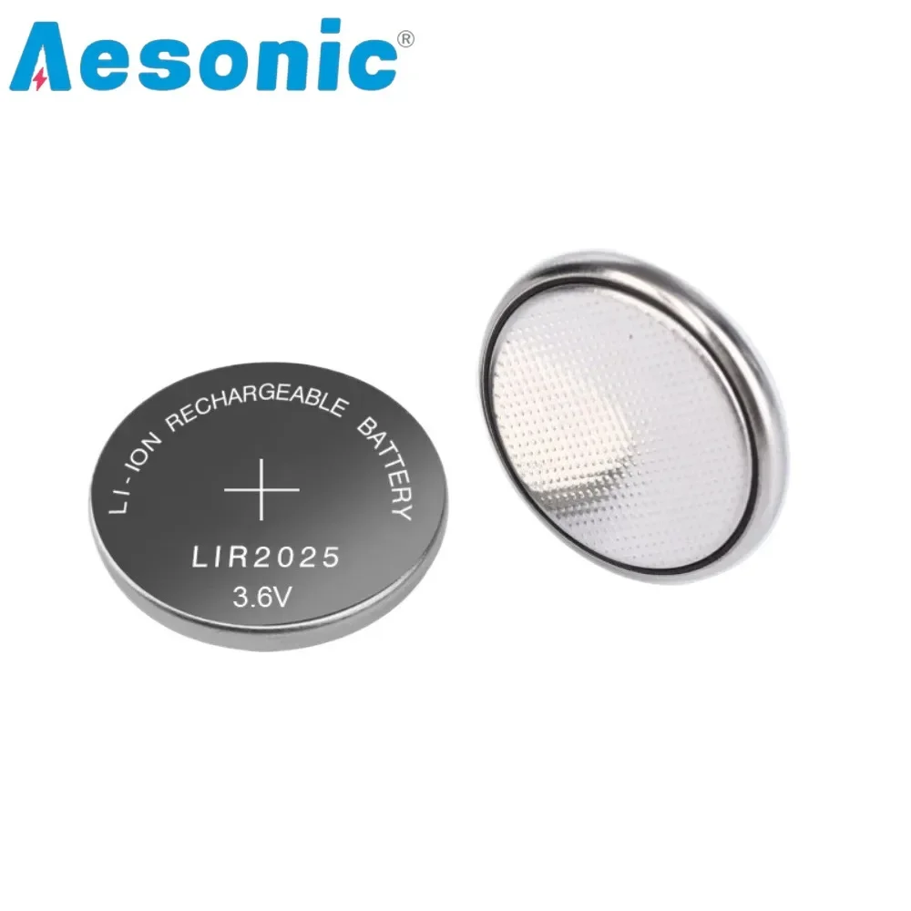 10PCS Rechargeable Battery LIR2025 3.6V 25mAh Lithium Button Coin Cell Batteries for Car Key Watch Cell LIR 2025 Replaces CR2025