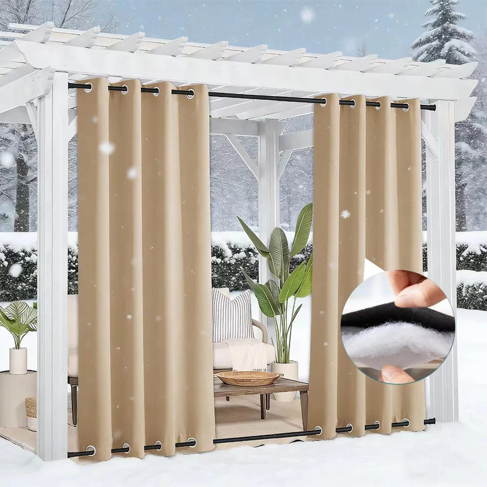 

Тяжелые хлопковые водонепроницаемые шторы с люверсами сверху и снизу, ветрозащитные, звукоизоляционные, затемняющие, для использования в помещении, на улице, в саду и на террасе