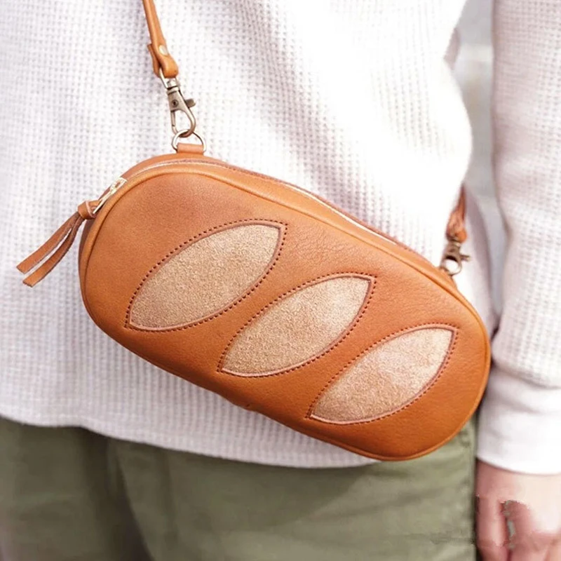 Creative Bread Design Crossbody for Women Funny Cute Shoulder Bags Vintage Trend Cosmetic Bag Small Female Purses 2024