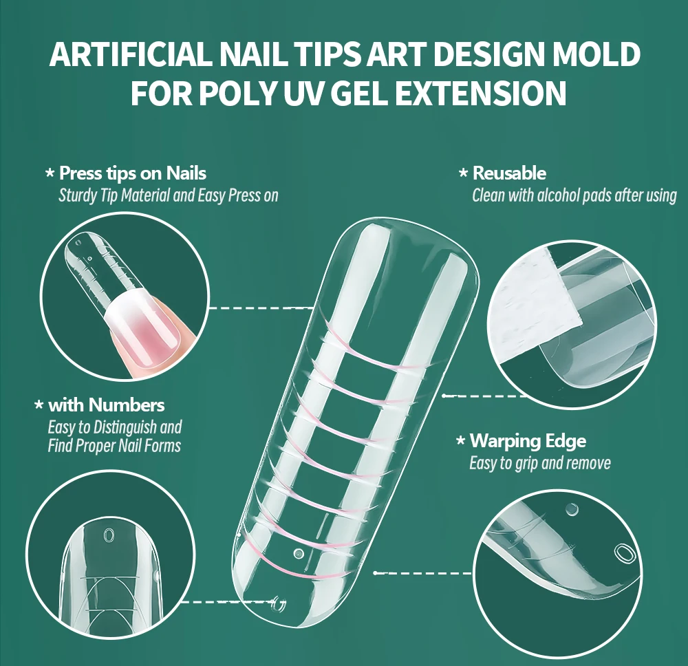 Nailpop Bunte Dual-Form-Nagelformen, 75/288/360 Stück, mehrere Formen für Gelverlängerungen, wiederverwendbar, für den professionellen und privaten Gebrauch – Detail 4