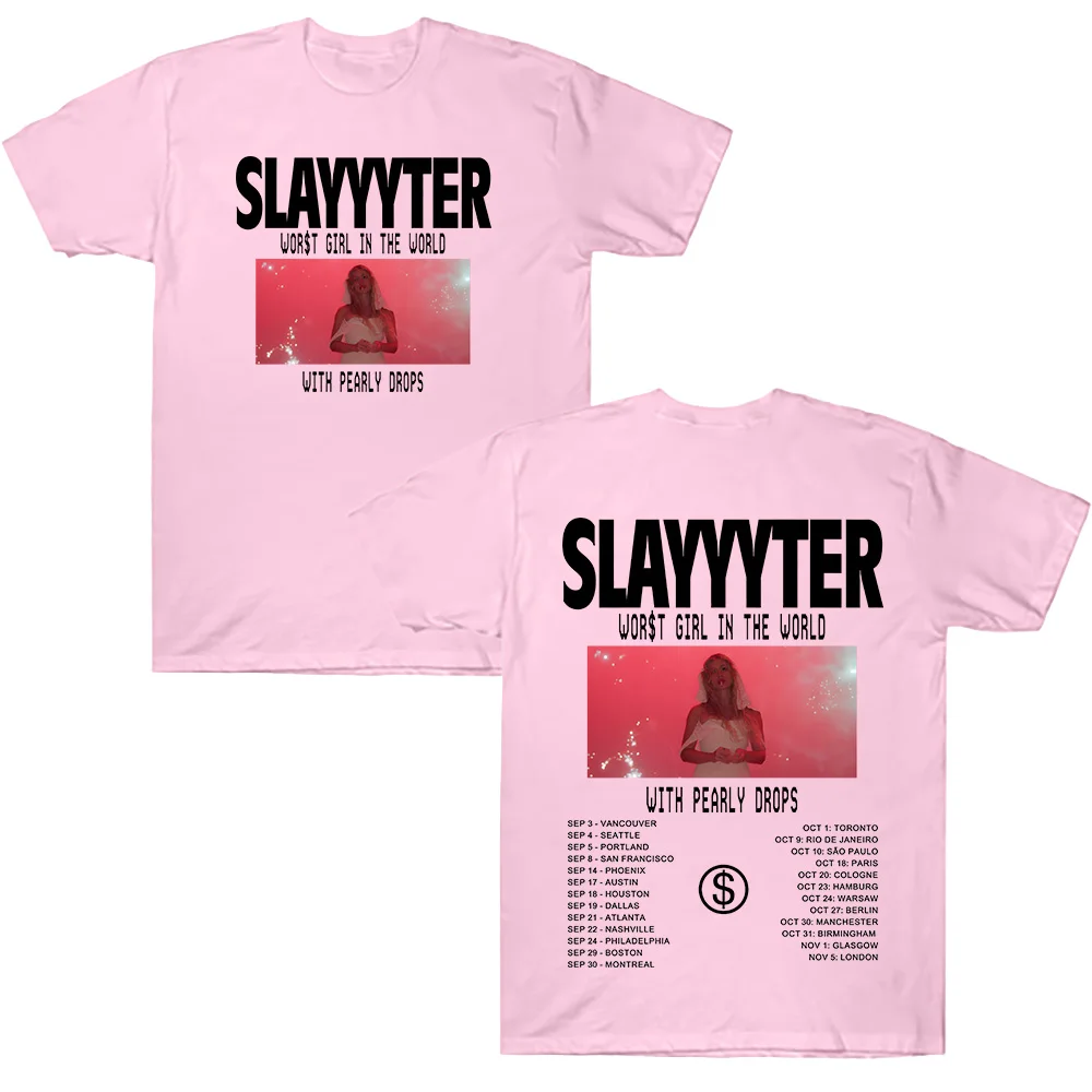 

WOR$T GIRL IN THE WORLD TOUR T Shirts Slayyyter Fashion 2026 Short Sleeve Tees Trendy Y2K Women Men High Quality Cotton T-shirts