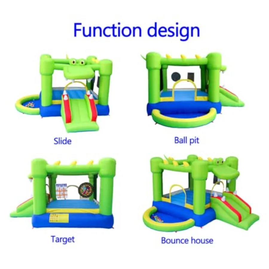 Opblaasbaar springhuis met glijbaan Springkasteel met ventilator en ballenbakhuis Twee dartdoelspel