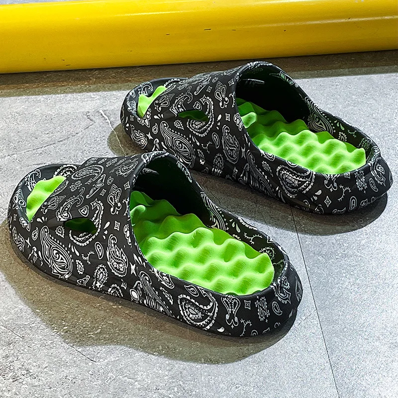Men Flip-flops Summer Shoes Printing Sandals Trend Anti Slip Women Slides Couple Slippers Fashion Man Massage Beach Footwear
