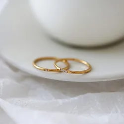 1mm Thin Stainless Steel CZ Inlay Stackable Ring Wedding Band for Women Girl Size 3-10