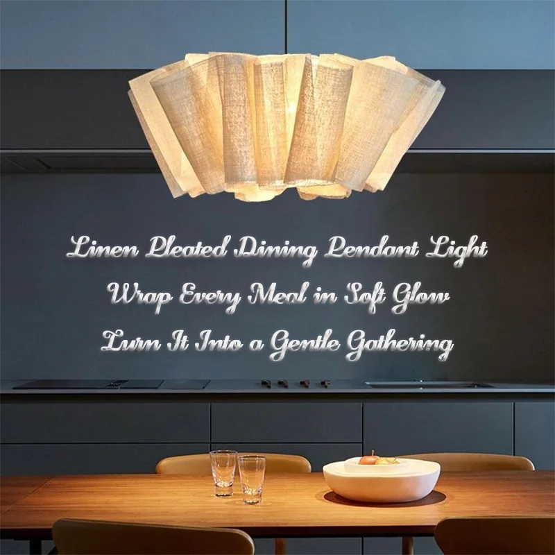 

Nordic Linen Pleated Pendant lamp Japanese Retro Wabi-sabi Style Chandelier for Bedroom Kitchen Handmade Fabric Chandelier