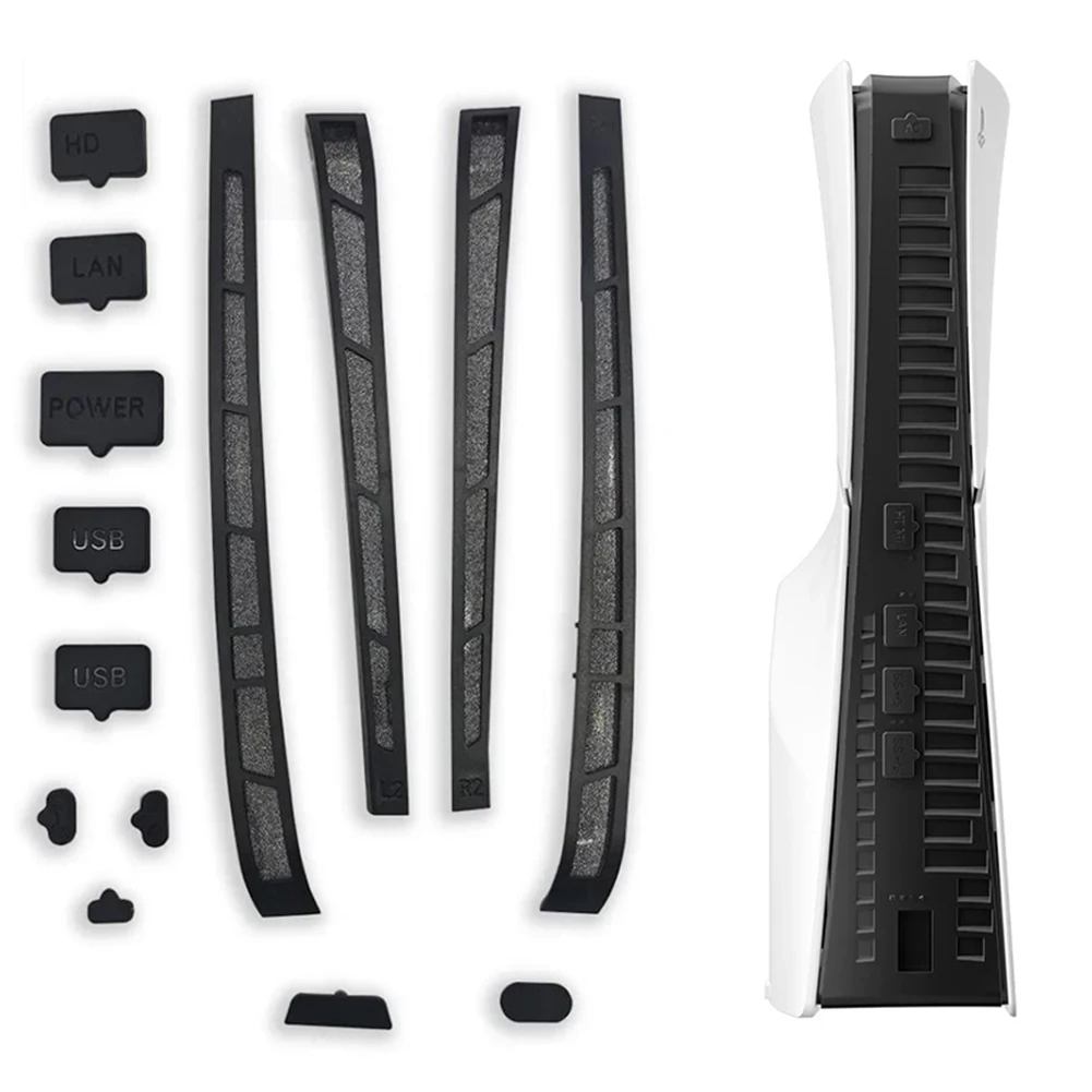 

12 in 1 Silicone Dust Plugs Set Dustproof Plug Port Plugs for PS5 Slim for Playstation 5 Slim Console Accessories Pack