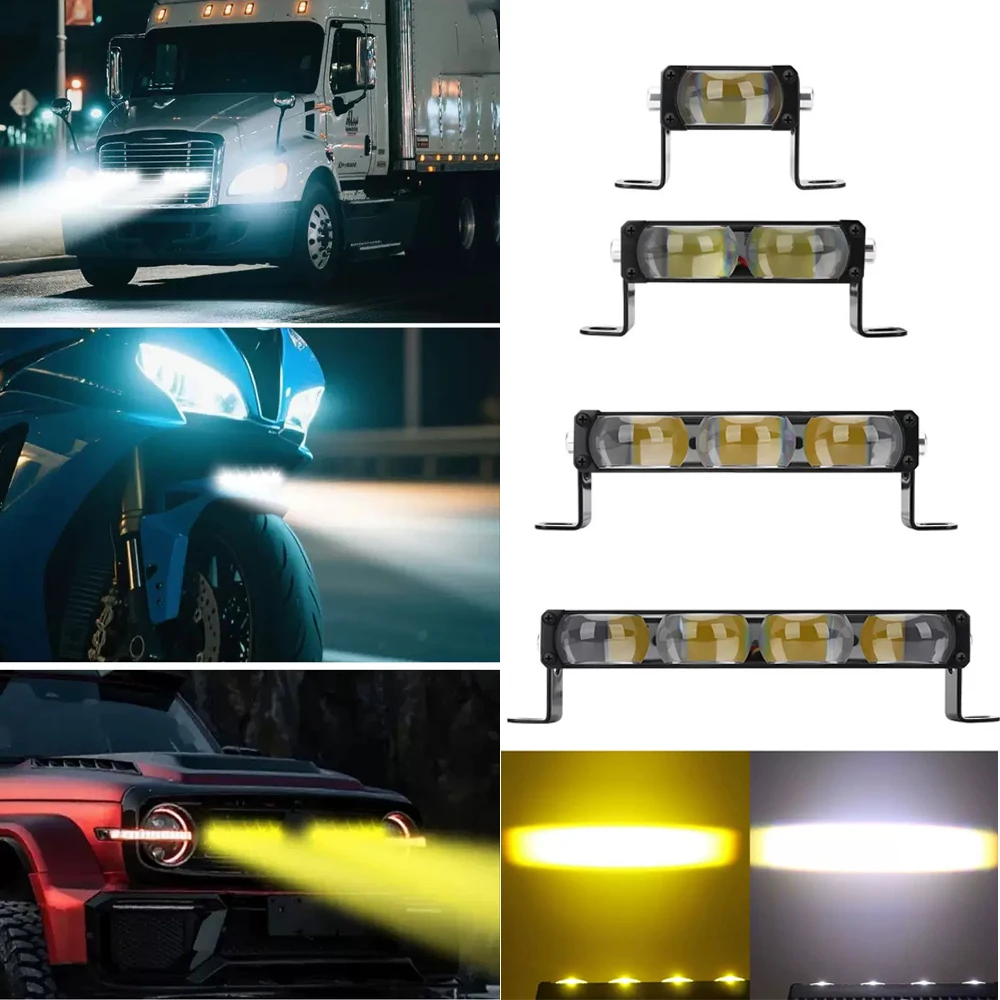 

12-30V Car LED Grille Light 1/2/3/4 Lens Yellow And White Dual Color Paving Work Light, Headlight, Motorcycle Spotlight 1PCS.