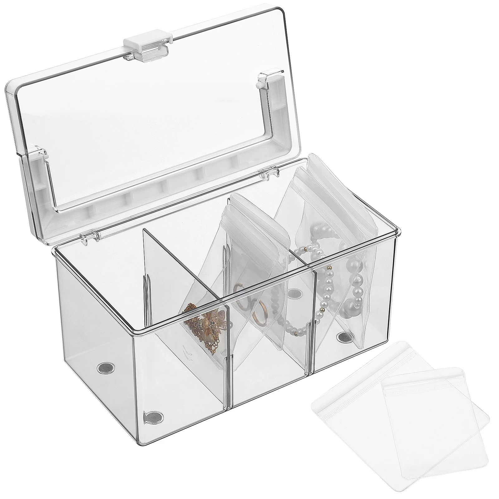 Clear Acrylic Jewelry Storage Box Large Capacity Organizer Portable Jewelry Case for Rings Earrings Necklaces Earring Organizer