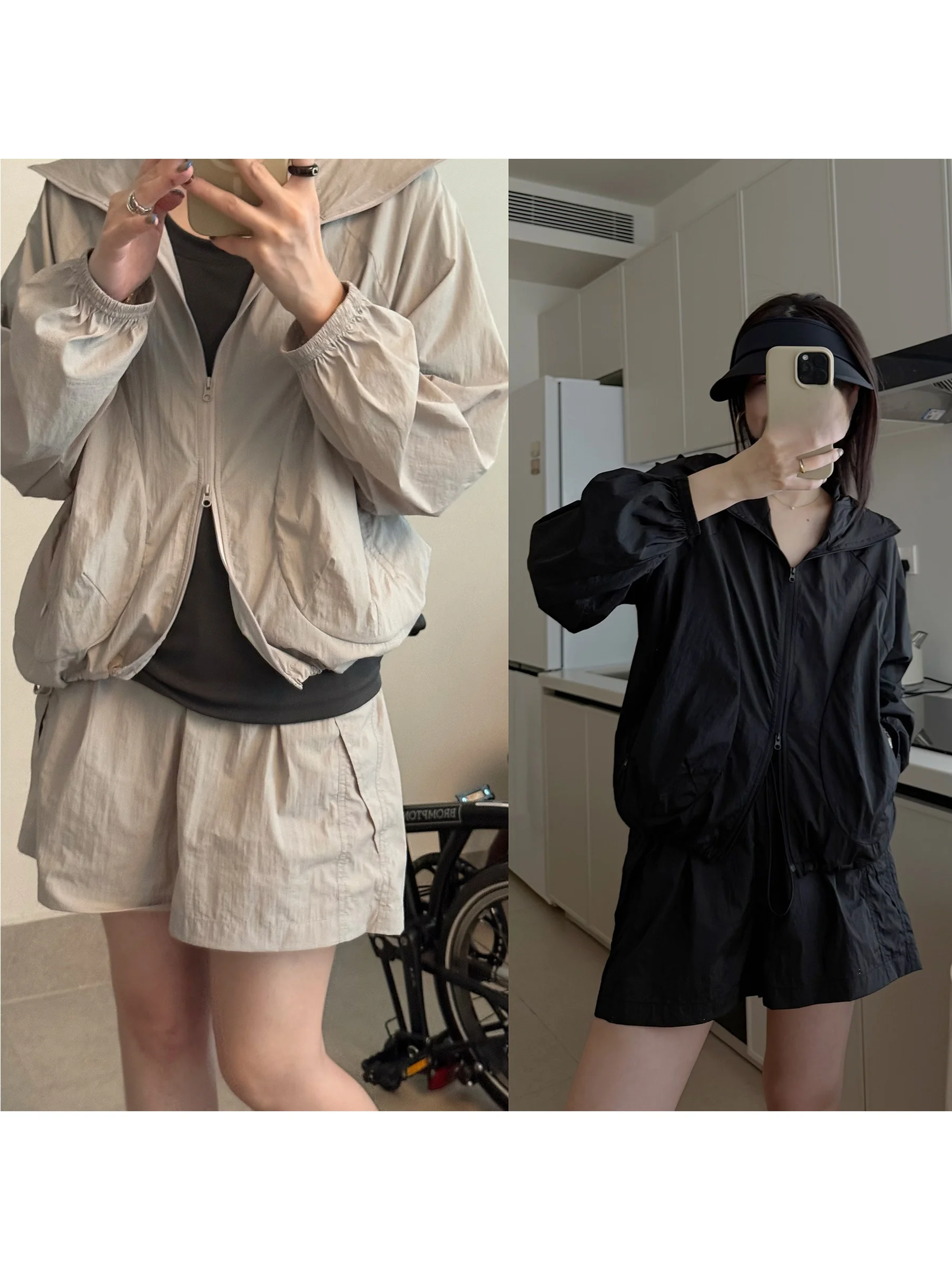 

Женский летний повседневный комплект Elielim Faion, легкий комплект Qui Dry Sun Protection UPF50 с капюшоном Jaet, широкий комплект из двух предметов