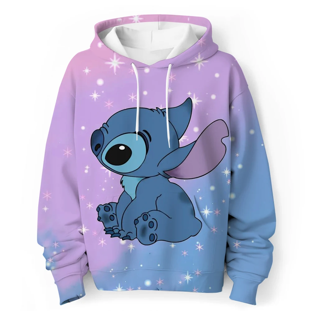 Disney Stitch Christmas Hoodie Children\'s Hoodie Cartoon Print Lilo&Stitch Spring and Autumn Children\'s Sportswear Men\'s and Wom