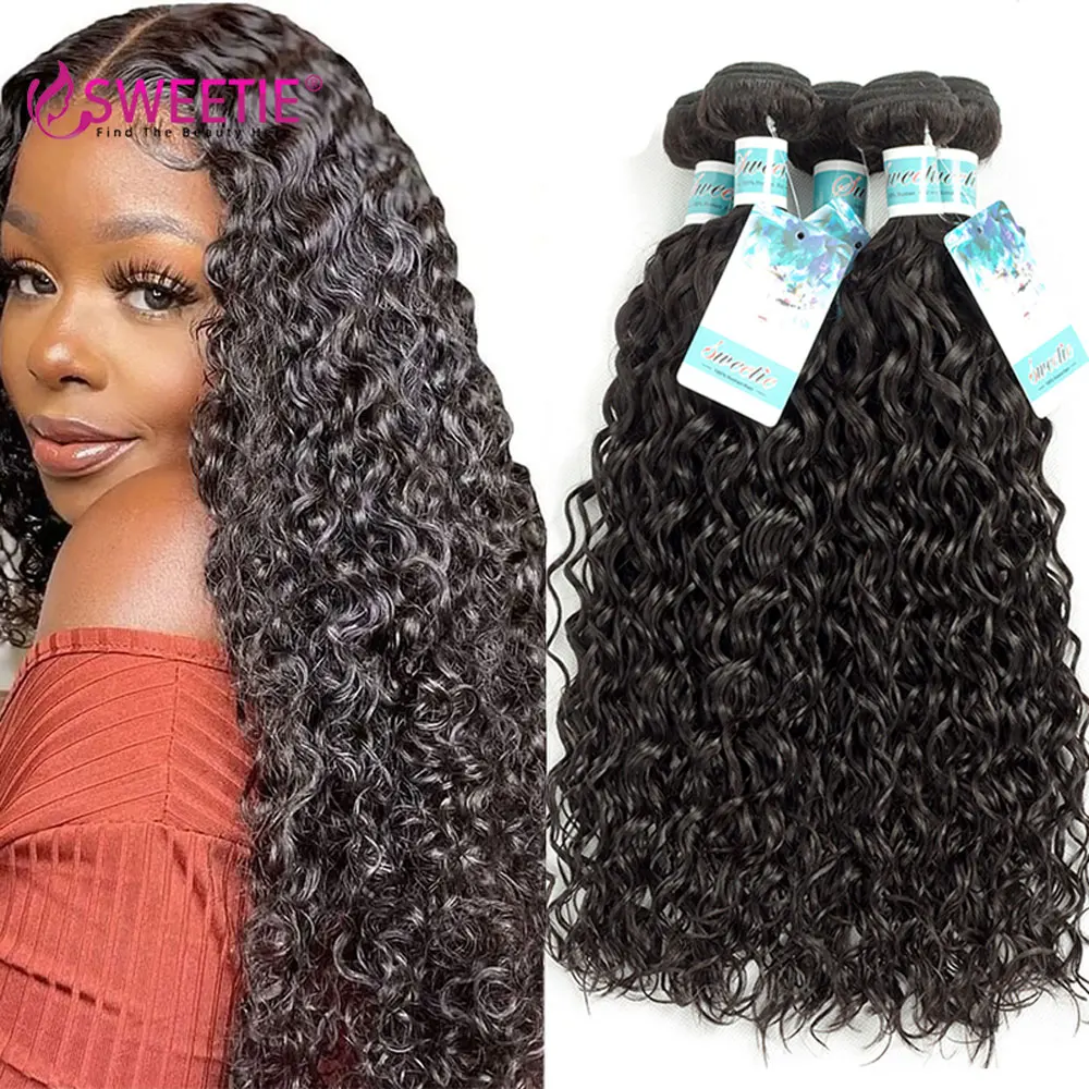 

Water Wave Human Hair Bundles Peruvian 12A Remy Human Hair Bundles Natural Wave Hair 3 4 Bundles Deal Wet And Wavy Hair Bundles