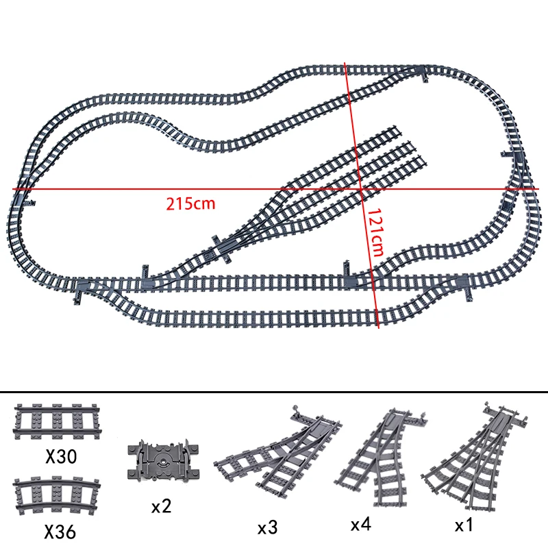 

City Train Left Right Points Flexible Railway Electric Crossing Tracks Rails Forked Straight Curved Building Block Brick Toys