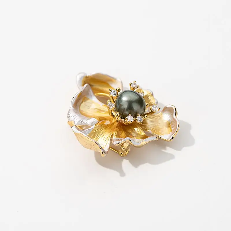 freshwater pearl flower, pin fixed clothes brooch, high-end exquisite fashion women's silk scarf buckle accessories