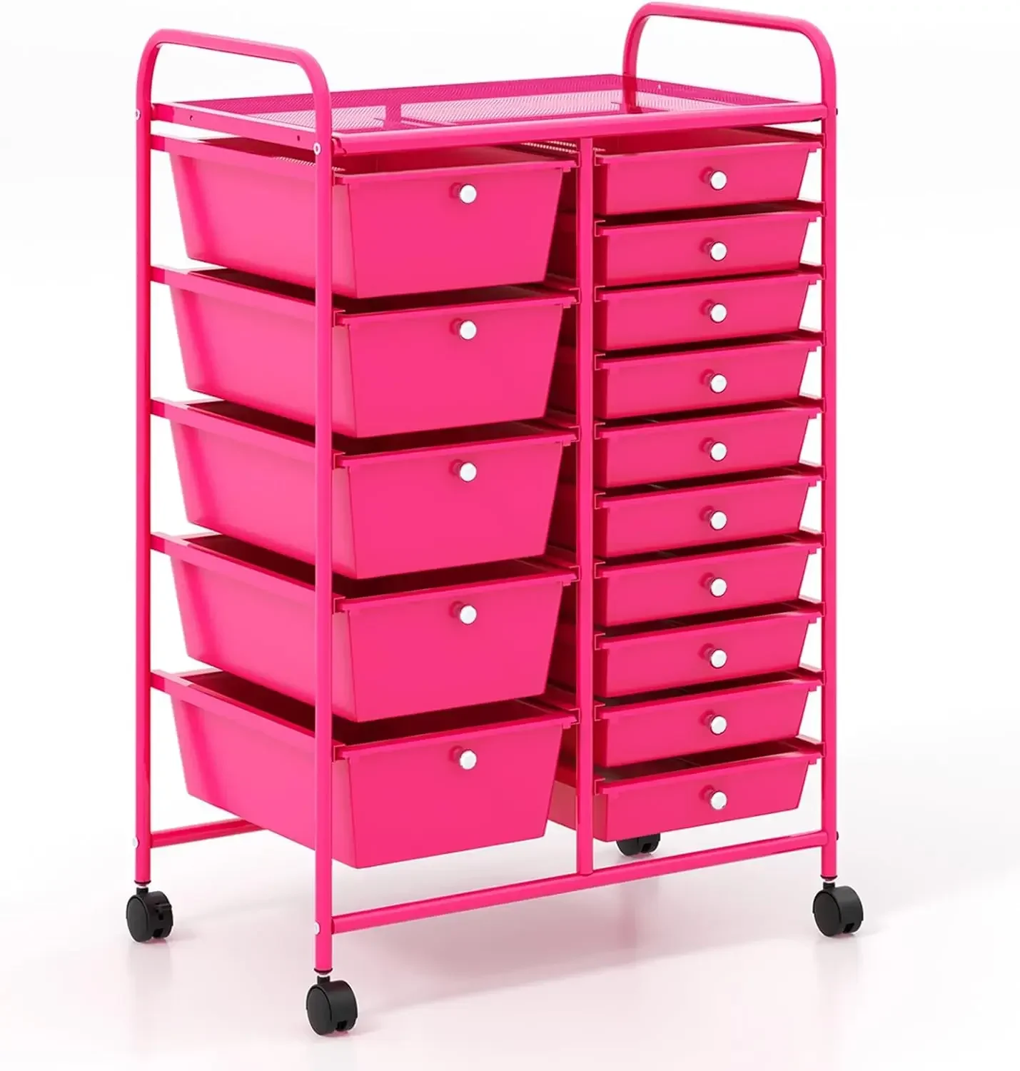 15 Drawer Rolling Storage Cart, Mobile Utility Cart with Lockable Wheels, Drawers, Multipurpose Organizer Cart for Home, Office,